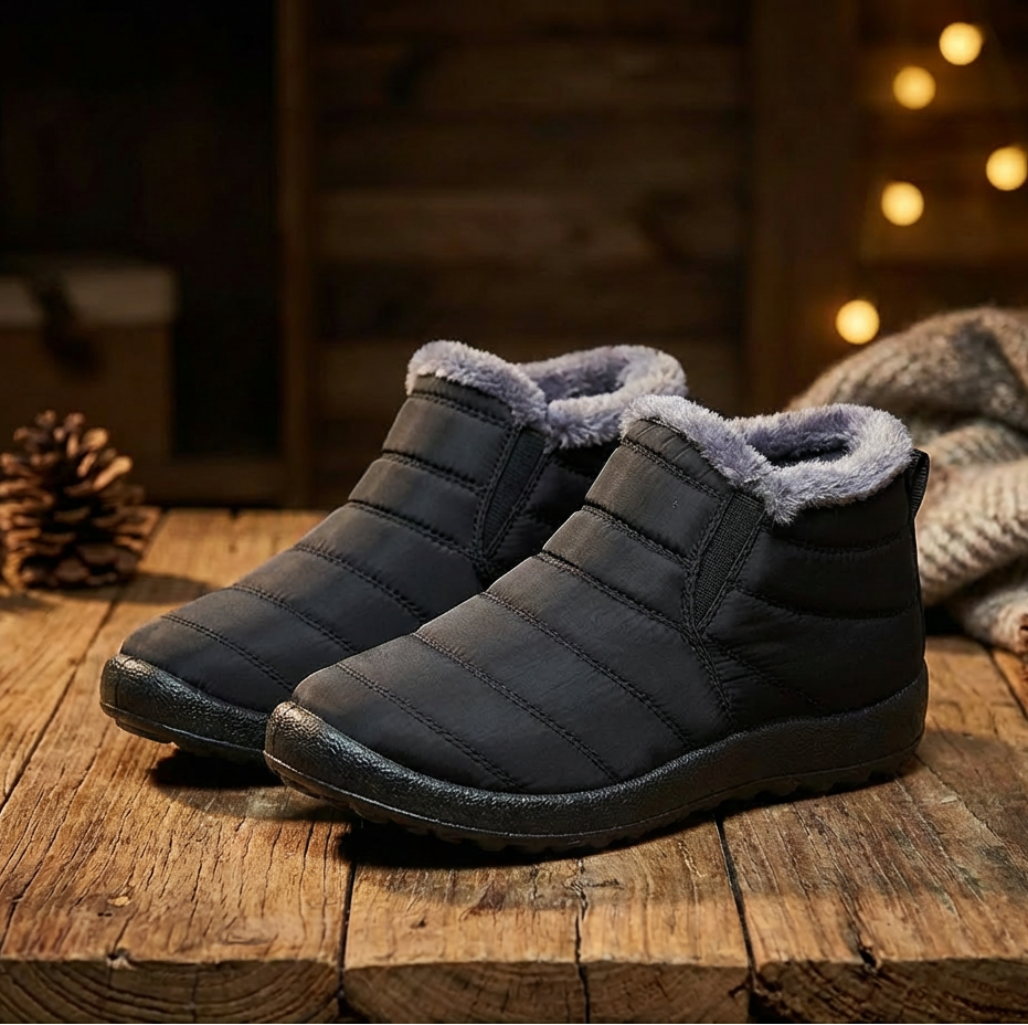 Women’s Slip-On Winter Shoes – Warm Faux Fur, Non-Slip