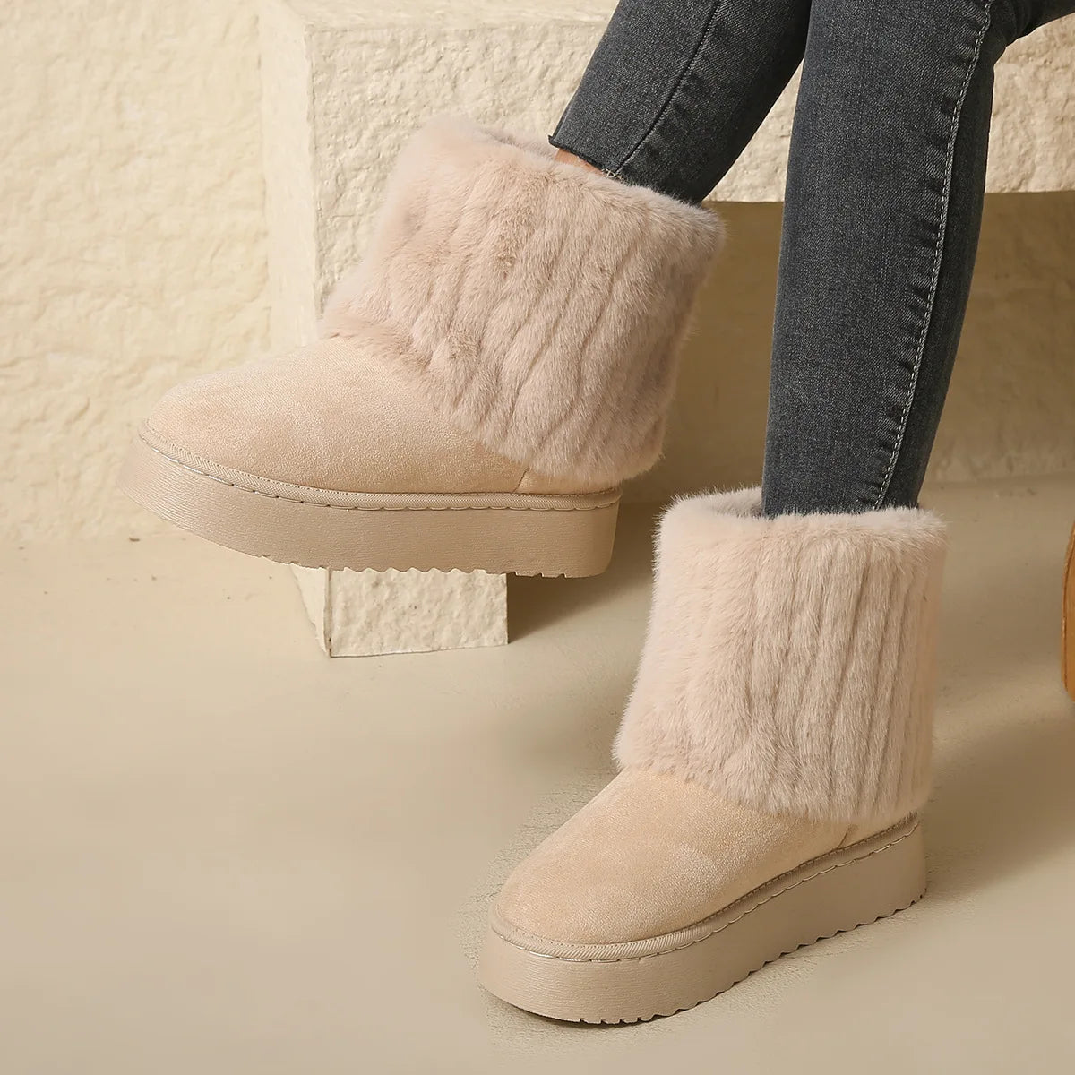 Women’s Faux Fur Lined Winter Boots – Warm, Non-Slip Ankle Boots