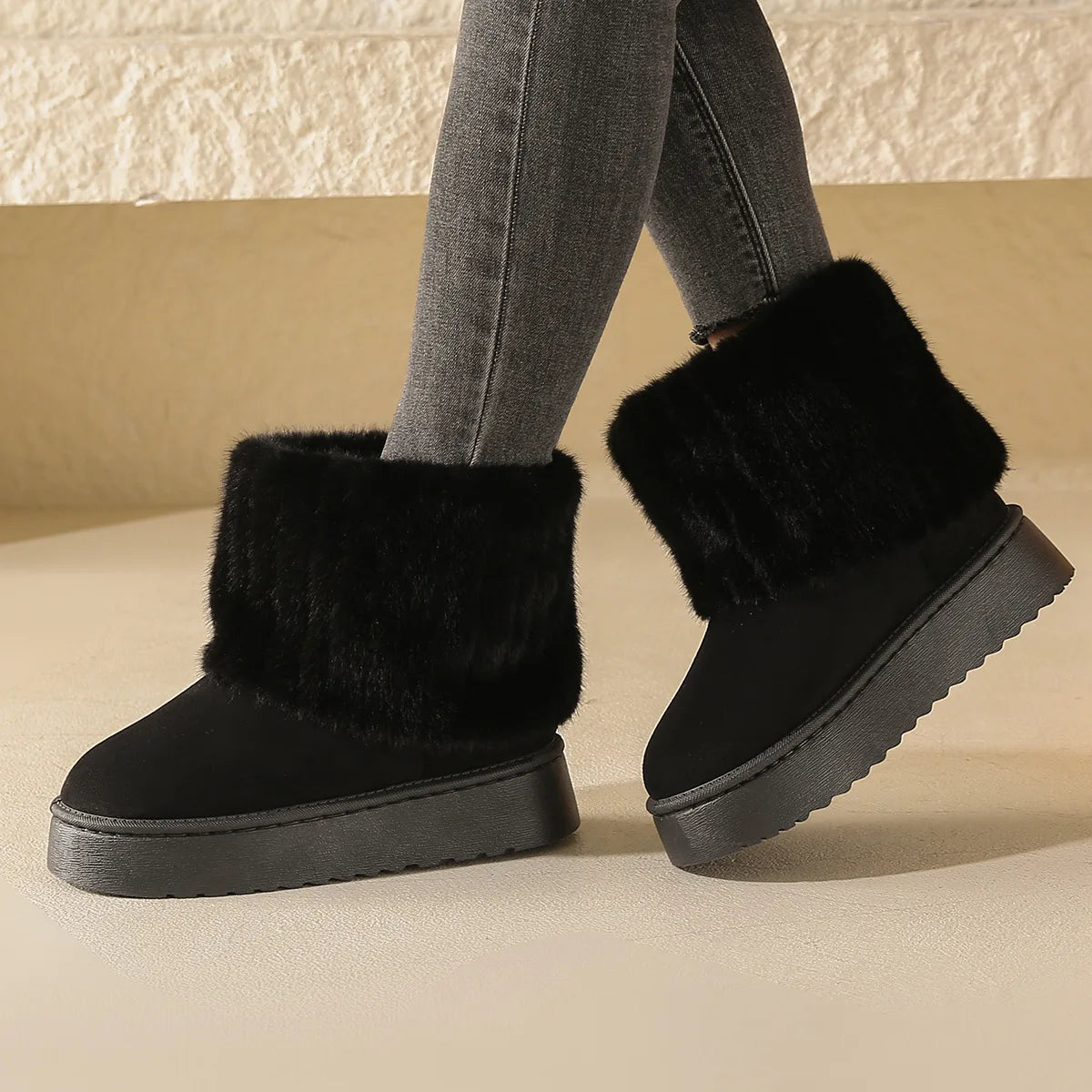 Women’s Faux Fur Lined Winter Boots – Warm, Non-Slip Ankle Boots
