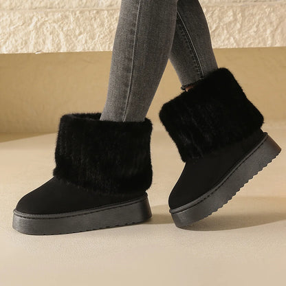 Women’s Faux Fur Lined Winter Boots – Warm, Non-Slip Ankle Boots