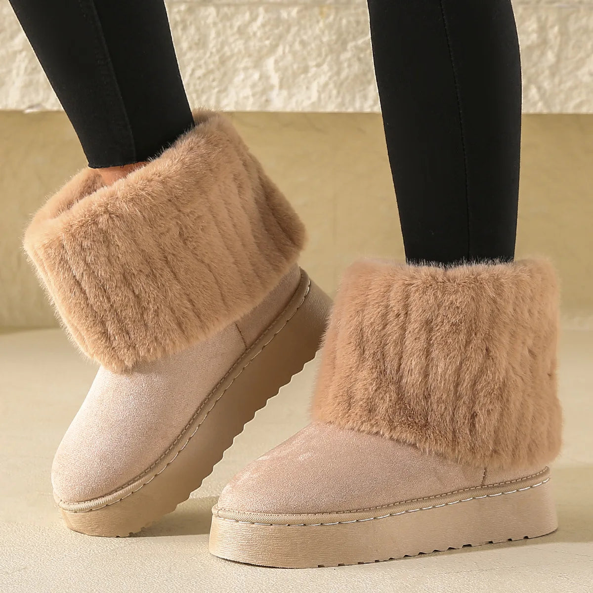 Women’s Faux Fur Lined Winter Boots – Warm, Non-Slip Ankle Boots