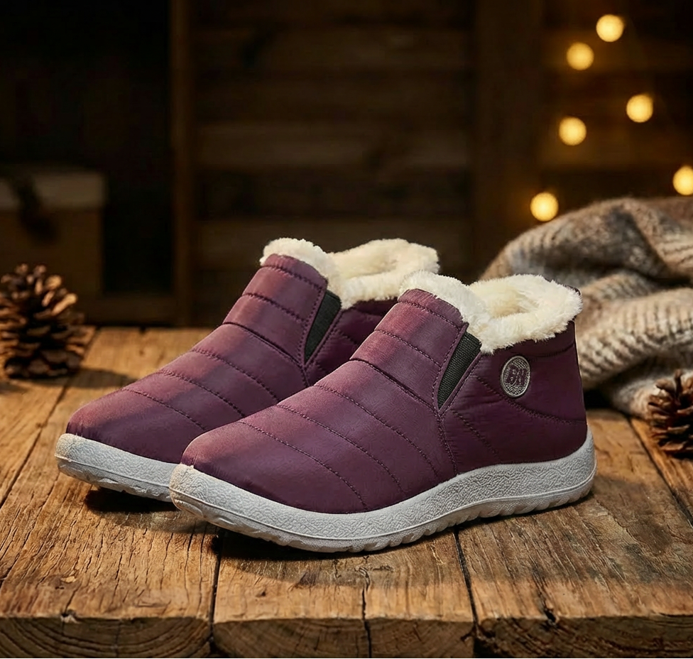 Women’s Slip-On Winter Shoes – Warm Faux Fur, Non-Slip